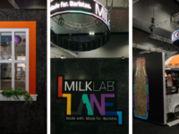 MilkLab x SaveBoard create display stands from upcycled milk and juice cartons