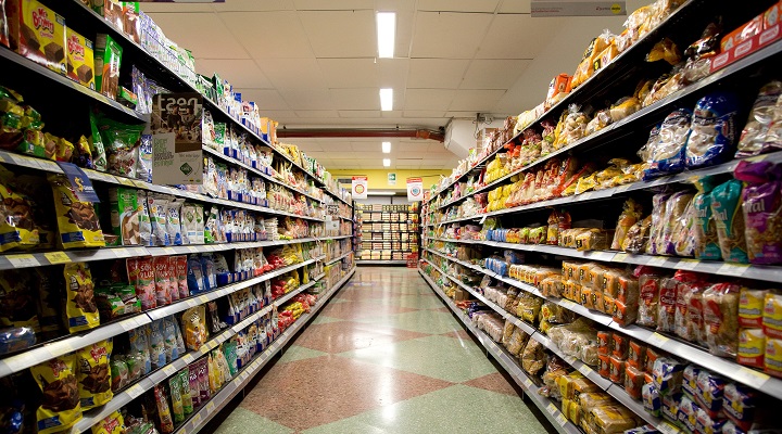 products on shelves at a supermarket