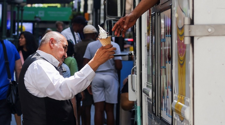 Person buying an ice cream cone