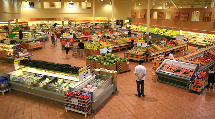 Aerial image of grocery store floor.