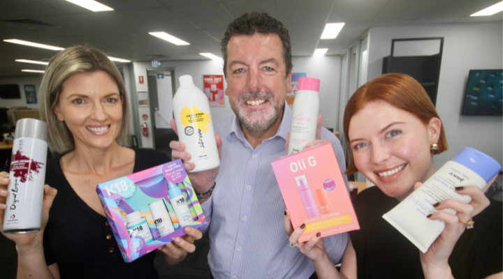 CEO John Pascoe with e-commerce product coordinator Michelle Fortunaso and manager Tasman Sinnerton.
