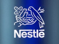 A view of the logo during the Annual General Meeting of Nestlé