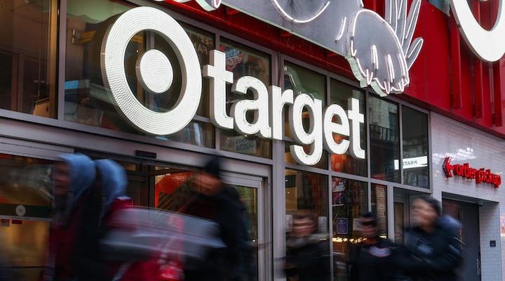 People walk by a Target store in midtown Manhattan in New York City