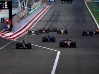 General view of a practice start of a race during pre season testing