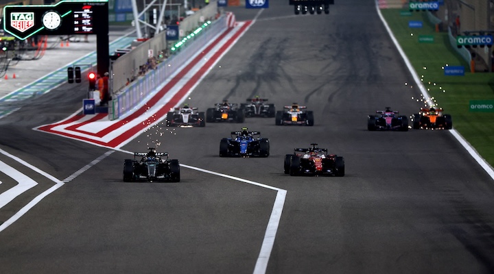 General view of a practice start of a race during pre season testing