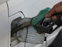 Petrol pump at service station.