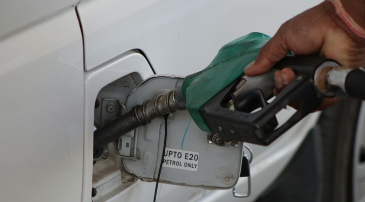 Petrol pump at service station.