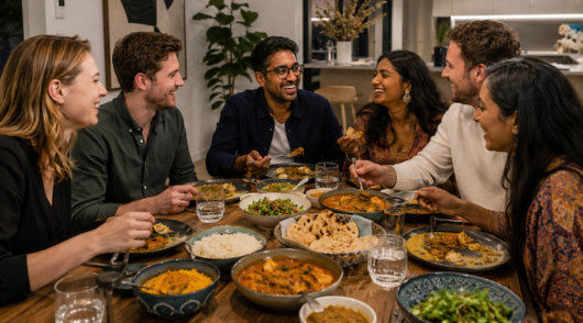 friends or family members gathering for a meal