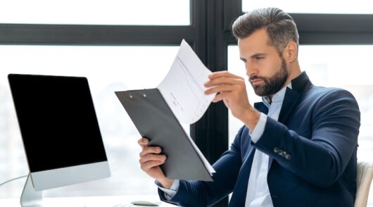 a person working with financial documents