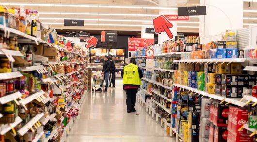grocery aisle at Coles